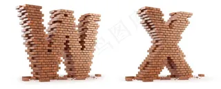 创意砖墙WX字母设计高清图片