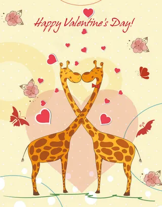 爱心长颈鹿装饰画