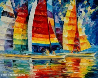 海景帆船水彩插画装饰画