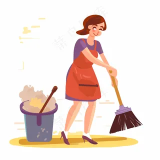 动漫人物打扫围裙妈妈2