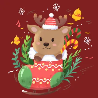 手绘卡通圣诞节素材