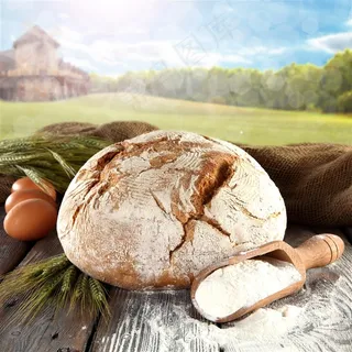 面包面粉与鸡蛋麦穗等摄影 面包面粉与鸡蛋麦穗等摄影