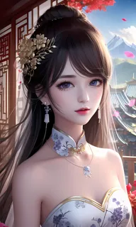 AI小姐姐美女二次元绘画古装大眼头饰漂亮017