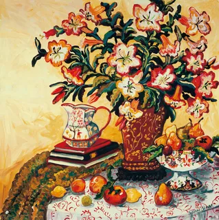 花卉花瓶水彩高清油画