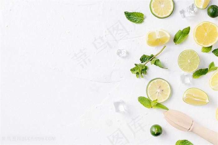 柠檬橘子小清新背景