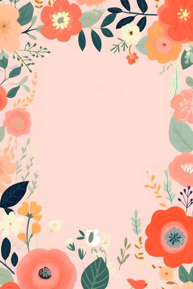 简约扁平鲜花可爱背景(2400x3600)