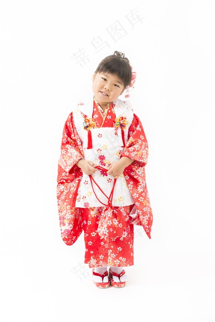 穿着和服的小女孩高清图片