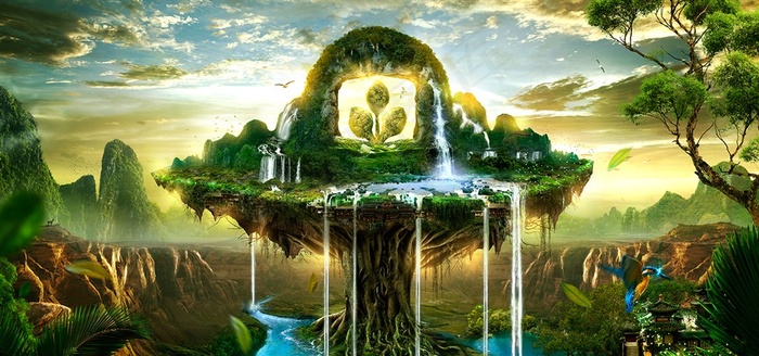 绿色梦幻森林大自然海报banner背景风景