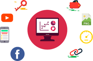 互联网卡通图标简笔科技kv主视觉素材