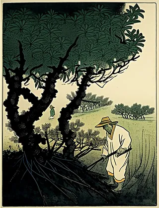 春耕采药中国风农田图