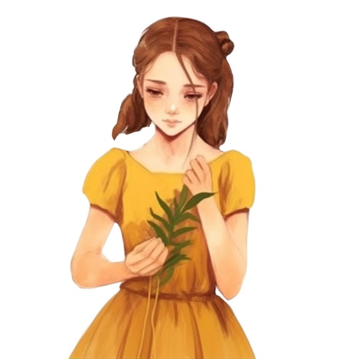 黄色衣服女孩免抠(1024x1024)