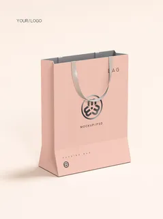 粉色手提袋logo样机