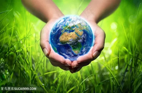 高清绿色生态环保手捧地球图片
