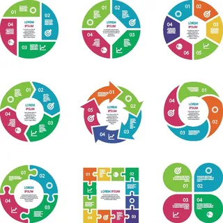环形图 统计图 ppt图标 顺序标记分类