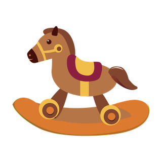 木马玩具剪贴画儿童节幼儿园插画