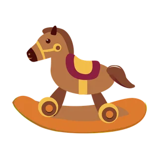 木马玩具剪贴画儿童节幼儿园插画