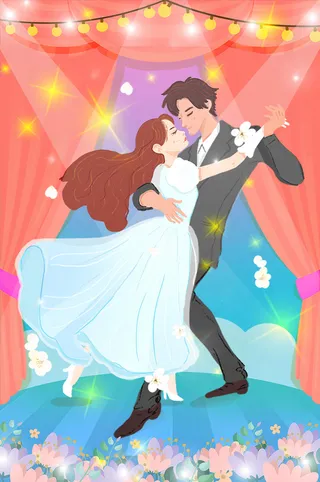 卡通温馨浪漫2月14七夕520情侣拥抱情人节主题插画海报PSD素材