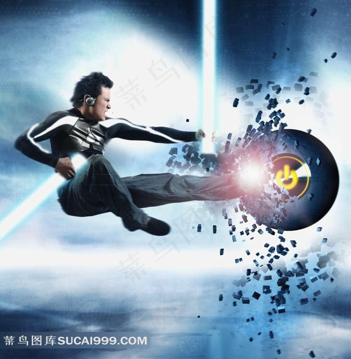 跃起踢碎的男人