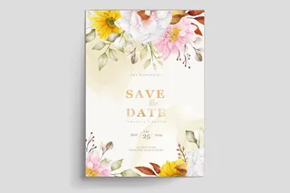 简约复古风花卉邀请函