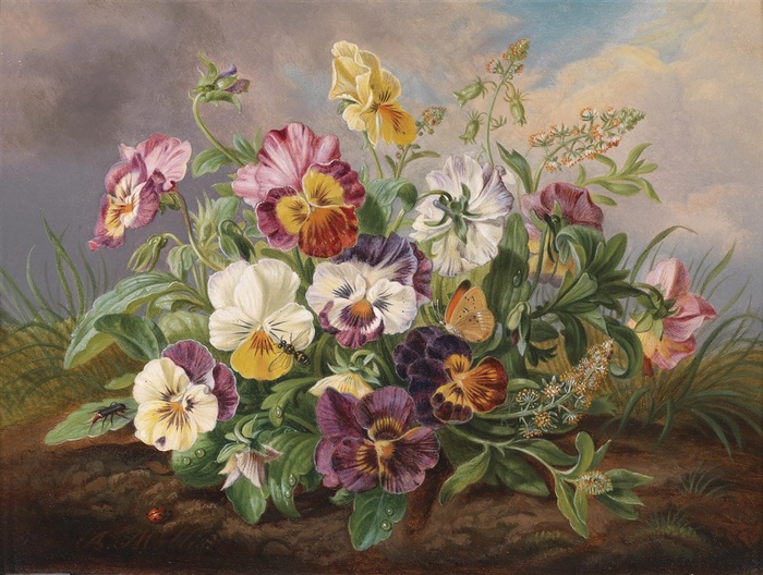 唯美花卉油画图片