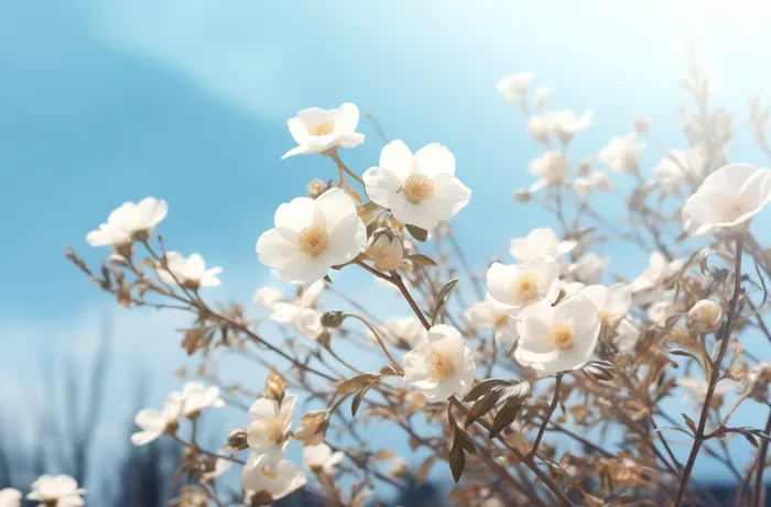 白色的花朵近景聚焦拍摄摄影图(4080x2688)