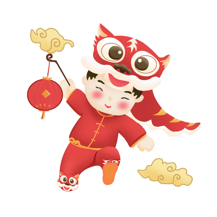 2022虎年吉祥物卡通公仔小老虎形象设计福字元素手绘插画psd素材