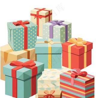 礼物礼盒卡通插画免抠