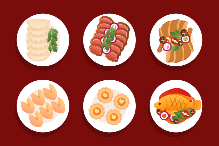 新年中国风美食插画