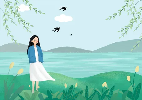 清新风清明节旅游踏青青团春天手绘插画春季海报psd设计素材背景 清新风清明节旅游踏青青团春天手绘插画春季海报psd设计素材背景