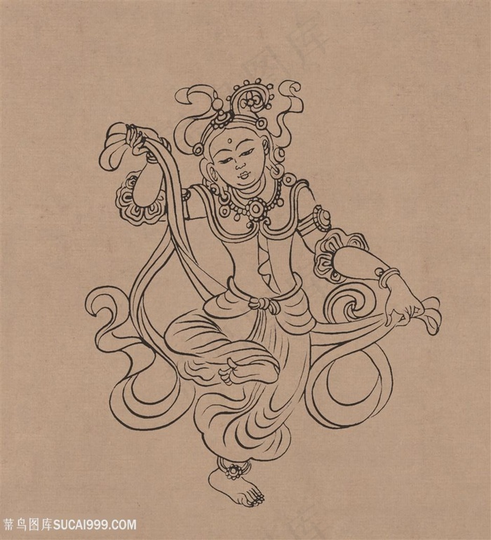 莫高窟231窟中唐伎乐菩萨中国风图片