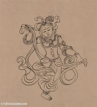 莫高窟231窟中唐伎乐菩萨中国风图片