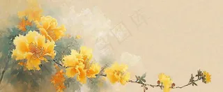 温馨纹理橙色花朵鲜花蝴蝶意境唯美，中国风