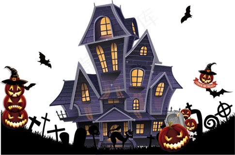 万圣节节日卡通素材城堡