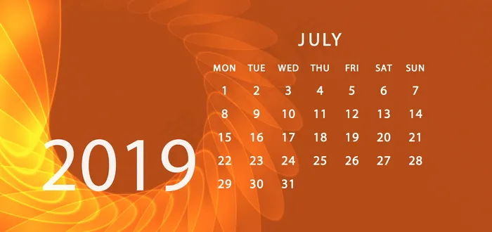 2019年7月月历图片