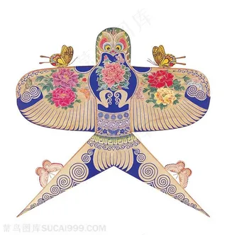 金色蝴蝶牡丹燕子祥云风筝纸鸢民俗节日图片