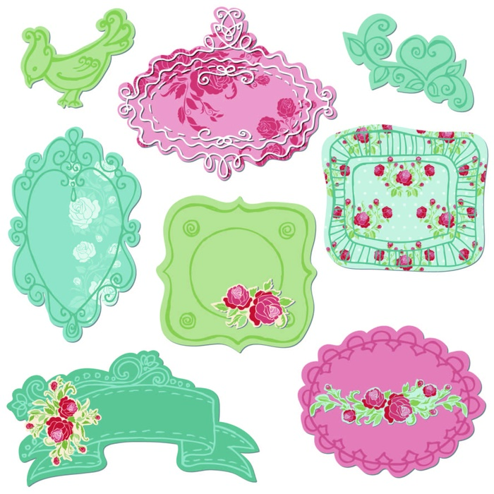 免抠彩色复古标签