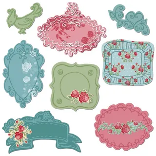 免抠彩色复古标签