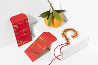 两个红包橘子白色样机