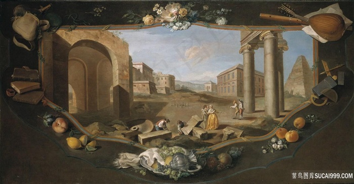 弗兰帕特，查尔斯约瑟夫，建筑景观，柱子和金字塔