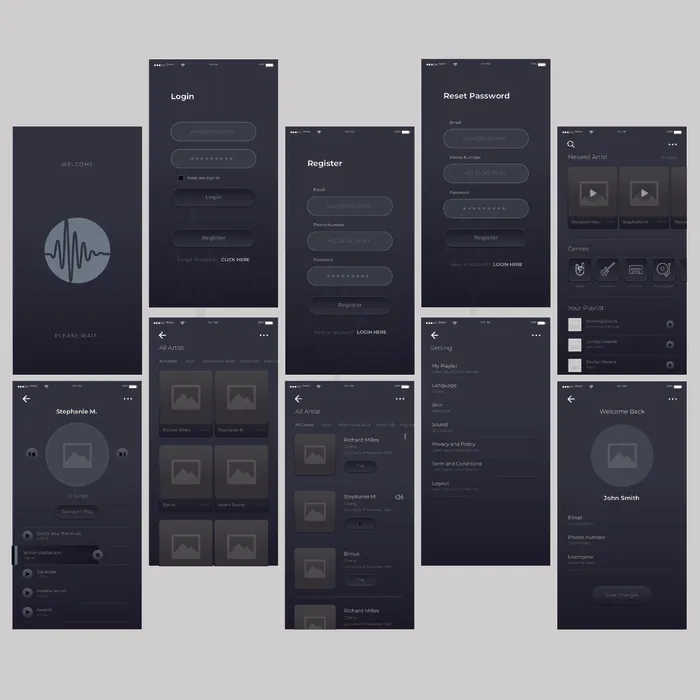 手机移动端整套APP交互UI界面套图作品集EPS矢量图设计素材eps,ai矢量模版下载