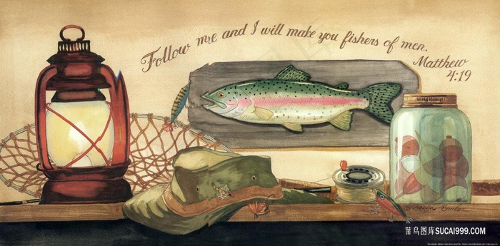 油灯鱼高清艺术插画油画