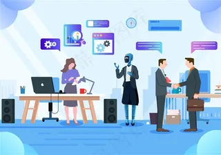 电商2.5未来科技商务插画矢量素材