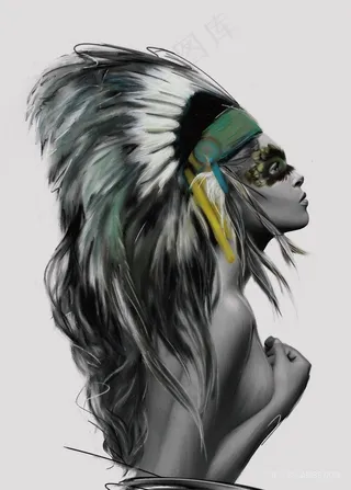 时尚黑白艺术美女装饰画