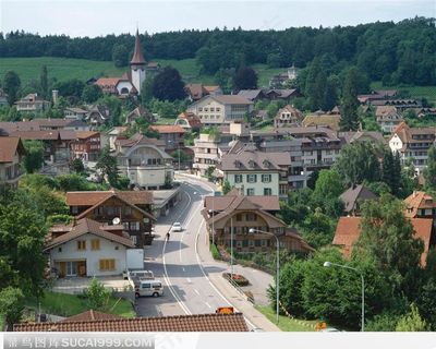 小镇 马路 绿荫