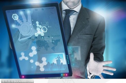 商业科技-高科技男人手触摸屏