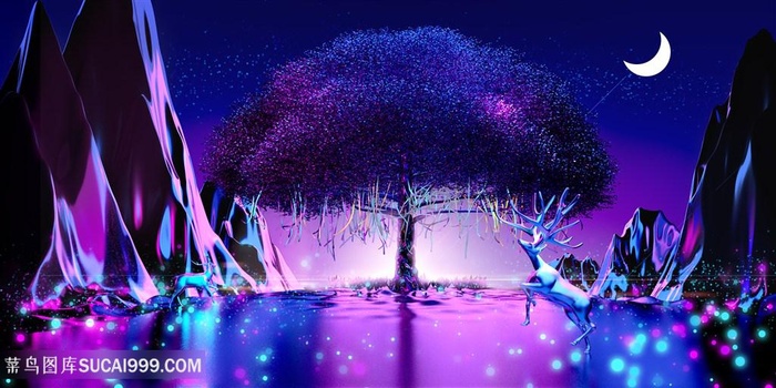 创意梦幻麋鹿场景