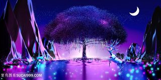 创意梦幻麋鹿场景