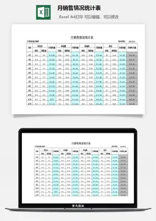 月销售情况统计表excel模板