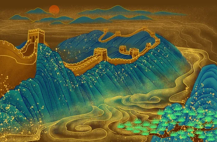 国潮烫金中国风仙鹤装饰画海报