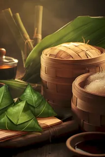 笼屉蒸粽子场景背景 笼屉蒸粽子场景背景